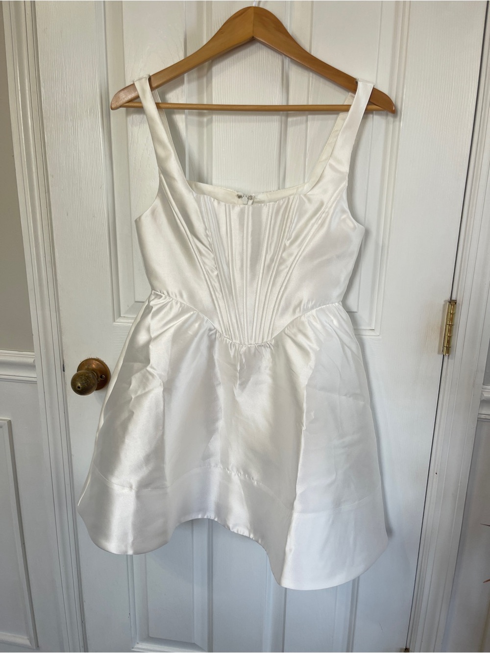 Lulu’s Bubbly Love SmallWhite Taffeta Corset Mini Dress Fit & Flare - Picture 4 of 8